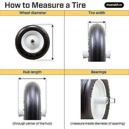 Marathon 30426 Flat Free Turf Lawn and Garden Tire on Rim 15×6.50-6