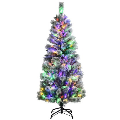 5-Foot Premium Pre-Lit Snow-Flocked Artificial Christmas Tree with 140 RGB LEDs & 9 Lighting Effects