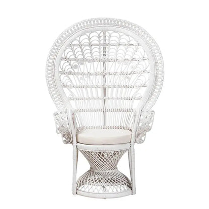 Boho-Style White Rattan Peacock Chair  Handcrafted Kallima Design