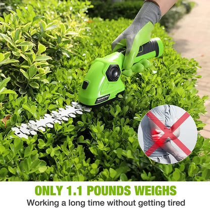 WORKPRO 7.2V Dual-Function Cordless Trimmer  Handheld Hedge Shear and Grass Trimmer in One