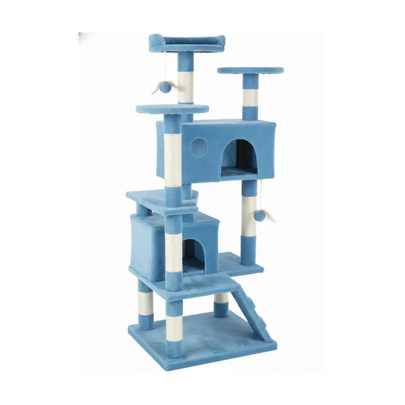 54-Inch Modular Cat Tower with Condos, Platforms, and Climbing Ladder