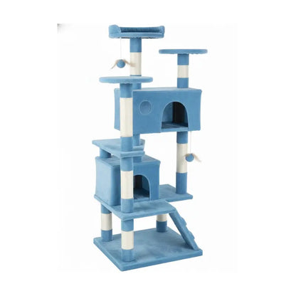 54-Inch Modular Cat Tower with Condos, Platforms, and Climbing Ladder