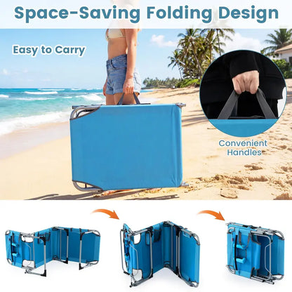 Adjustable Beach Lounge Chair  Folding Sun Lounger with 4-Position Reclining Backrest