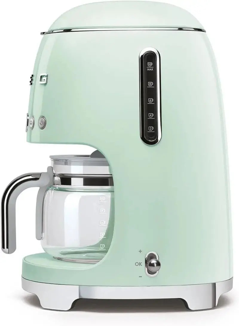 Smeg Retro-Style Drip Coffee Maker — 10-Cup Capacity, Pastel Green Finish, 50s Aesthetic