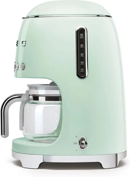 Smeg Retro-Style Drip Coffee Maker — 10-Cup Capacity, Pastel Green Finish, 50s Aesthetic
