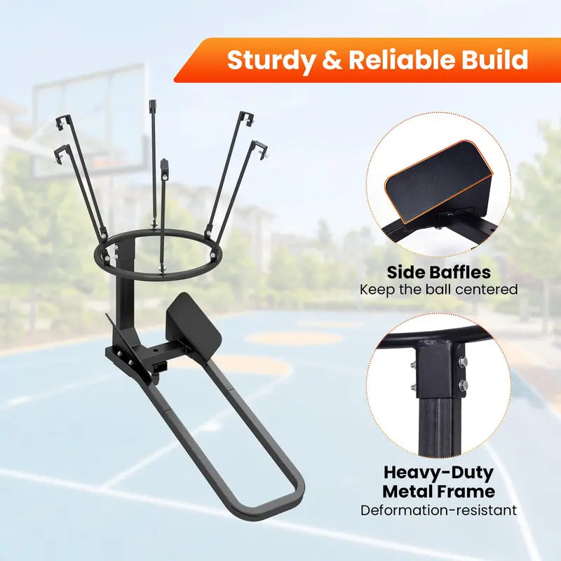Heavy-Duty Rotating Basketball Return Attachment  180° Swivel Rebounder