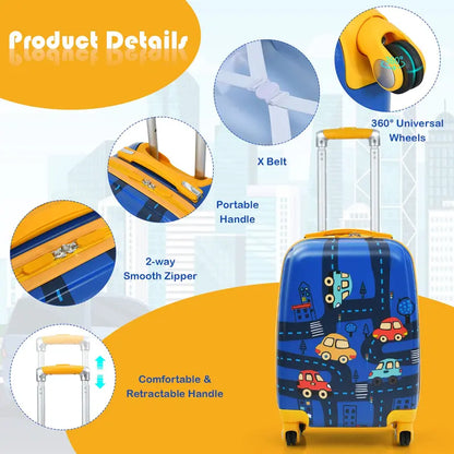 Kids’ Travel Luggage Set  12-Inch and 18-Inch Carry-On Suitcases Designed for Young Travelers