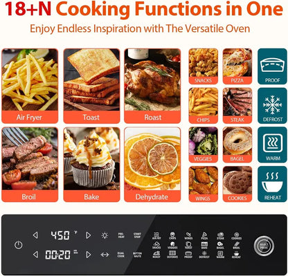 Aeitto 32-Quart PRO Air Fryer Oven Combo  19-in-1 Digital Countertop Appliance with Rotisserie, Dehydrator, and Full Accessory Kit