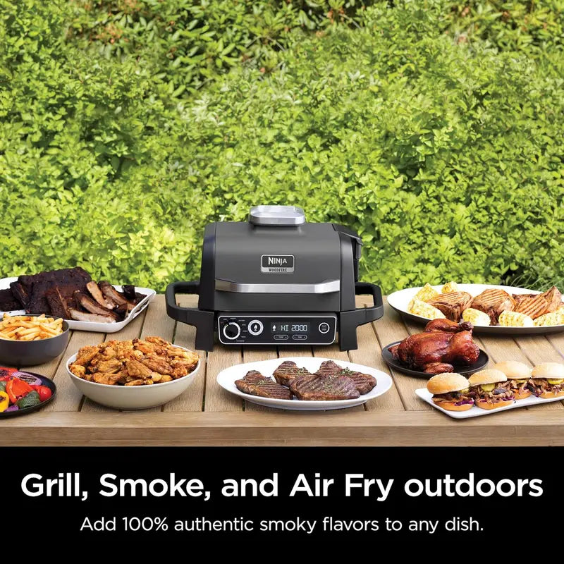 OG751 Woodfire Pro Outdoor Grill — 7-in-1 BBQ Smoker, Air Fryer & Grill with Built-In Thermometer