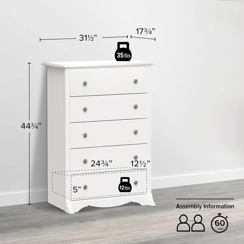 Prepac Sonoma Superior 5-Drawer Bedroom Chest in Modern Finish