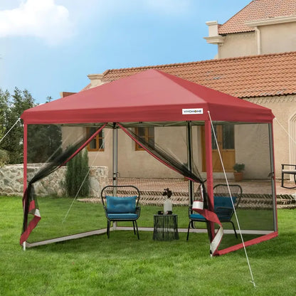 10×10 ft Pop-Up Canopy Screen Tent  Mosquito-Proof Outdoor Shelter with Dual Zipper Doors & Carry Bag