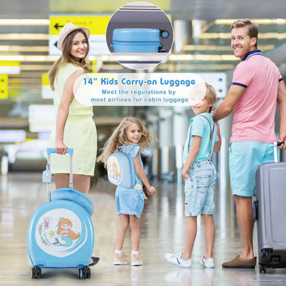 Kids’ 4-Piece Luggage Set  Hardside Spinner Carry-On (14″) + Backpack (10″)