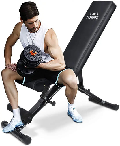 FLYBIRD Adjustable Weight Training Bench  Compact Full-Body Strength Workout Station