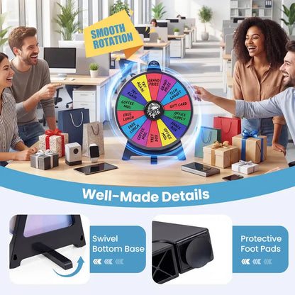 12-Inch Spinning Prize Wheel with Chalkboard Marker, Eraser, and Replacement Pointer