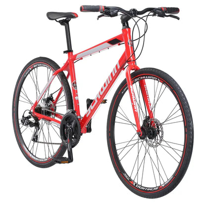 Schwinn Kempo Hybrid Bike  Men¡¯s 21-Speed, 700c Wheels, Lightweight Aluminum Frame, Sporty Red Finish