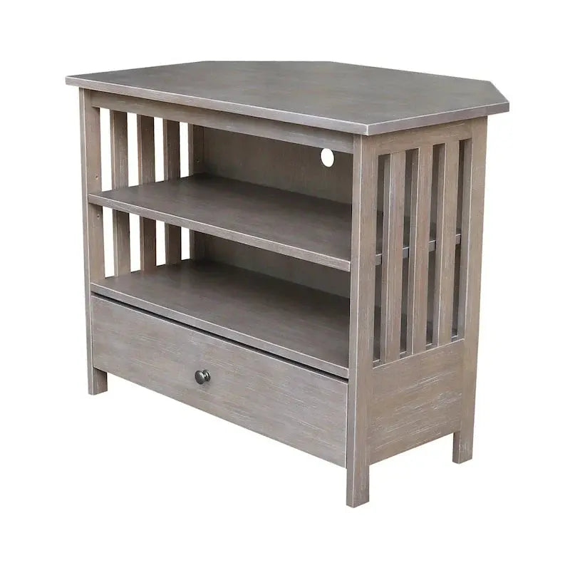 Mission-Style Corner TV Stand  Solid Hardwood Entertainment Console for Compact Living Spaces