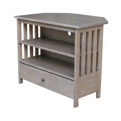 Mission-Style Corner TV Stand  Solid Hardwood Entertainment Console for Compact Living Spaces