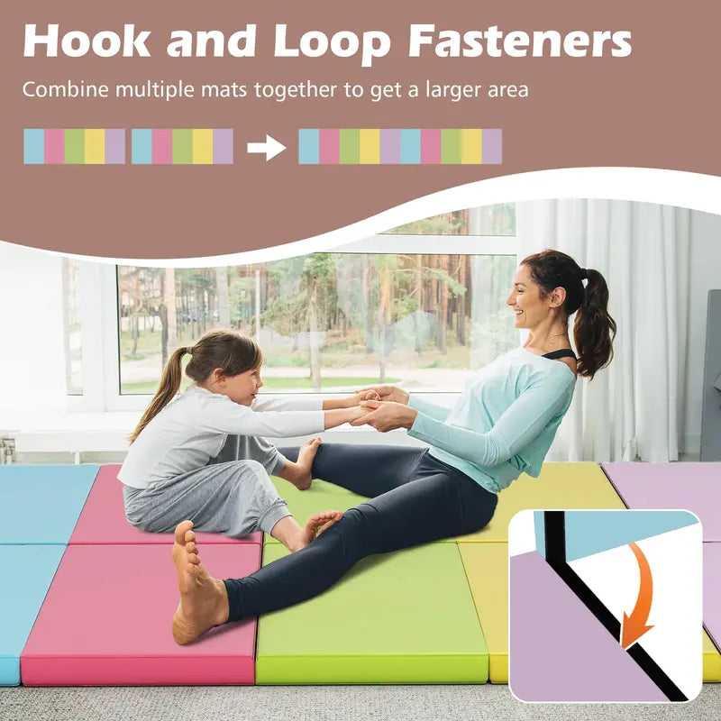 6.6′ x 2.5′ Folding Gymnastics Mat — Five-Panel Tumbling Pad with Carrying Handles