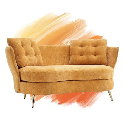 Luxury Velvet Loveseat Featuring Gold-Tone Metal Legs  Contemporary Sofa