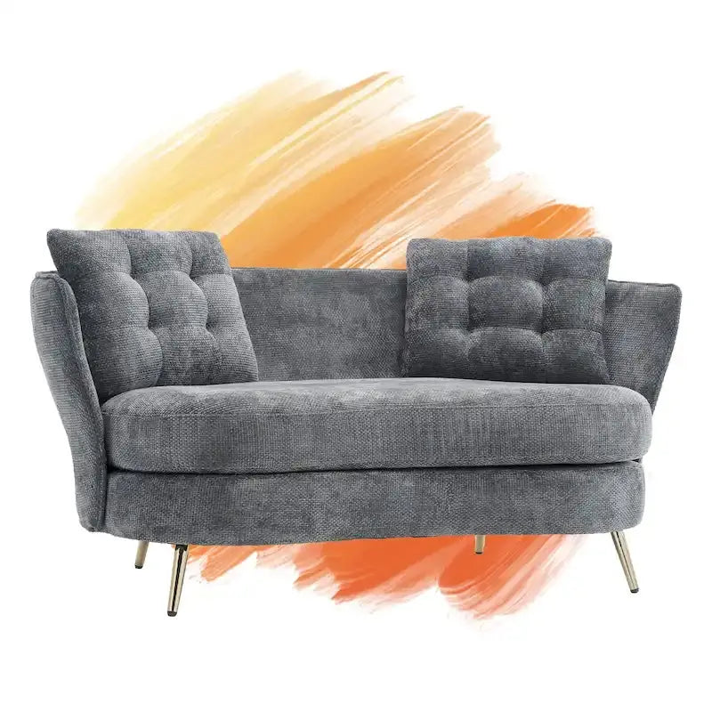 Luxury Velvet Loveseat Featuring Gold-Tone Metal Legs  Contemporary Sofa