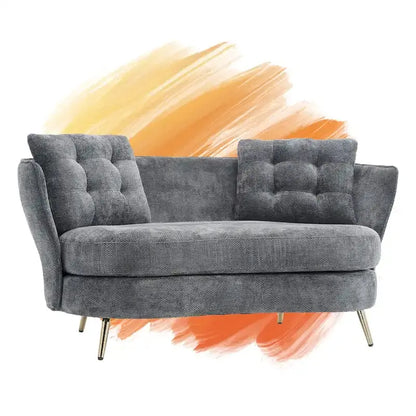 Luxury Velvet Loveseat Featuring Gold-Tone Metal Legs  Contemporary Sofa