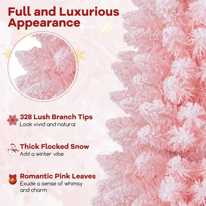 5-Foot Pink Slim Pencil Christmas Tree — Unlit Skinny Design with 328 Branch Tips