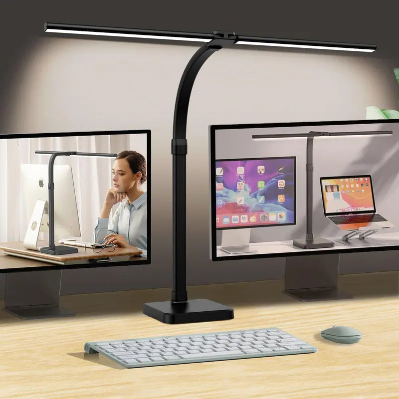 Dual-Head Architect LED Desk Lamp  24W, Flexible Gooseneck, 5 Brightness Settings