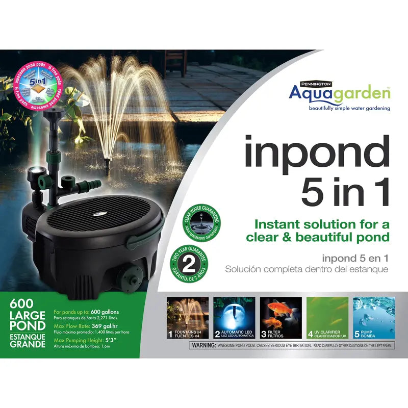 Pennington Aqua Garden Submersible Pond Pump  369 GPH All-in-One Kit