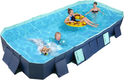 Foldable Hard Plastic Outdoor Swimming Pool for Kids & Adults  158″x76″x20″