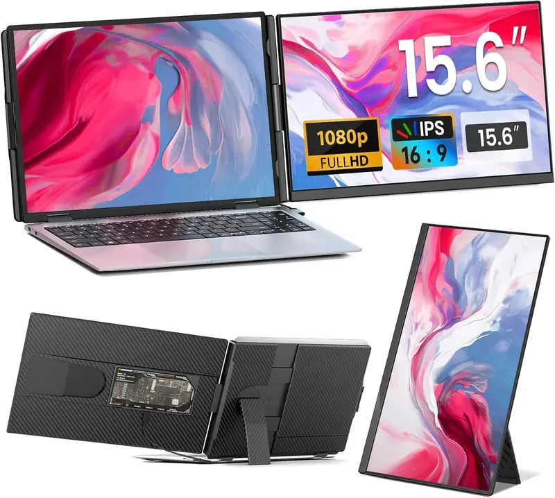 15.6″ Portable Laptop Monitor  FHD 1080p USB-C/HDMI Extender, Plug-and-Play, Compatible with Windows, macOS, Android, ChromeOS (13″17.3″ Laptops)