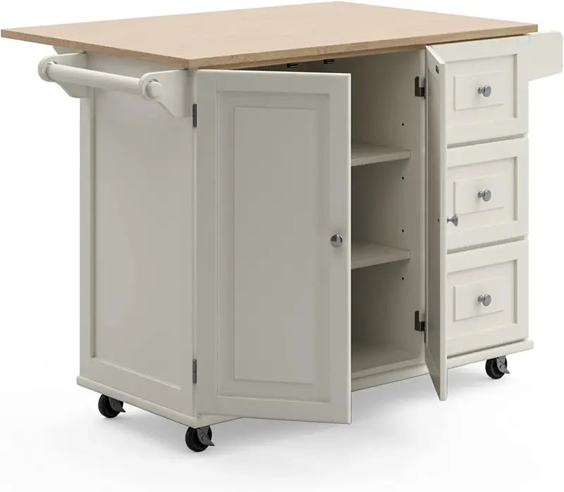 Homestyles Dolly Madison Mobile Kitchen Island  Drop-Leaf Breakfast Bar with Casters