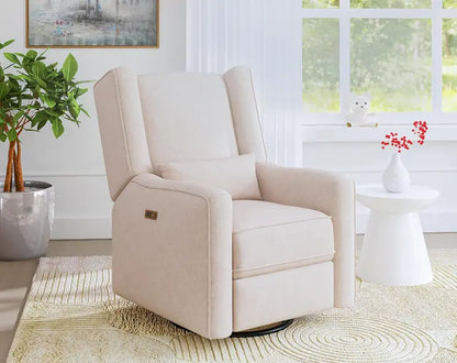 Contour Pedic Swivel Glider Recliner  Electronic USB-Powered Nursery Chair with Stain-Resistant Sand Fabric