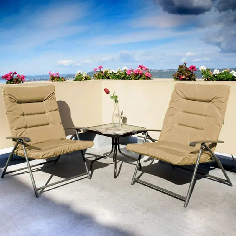 Kozyard Elsa 3-Piece Outdoor Bistro Set with Padded Folding Chairs and Table