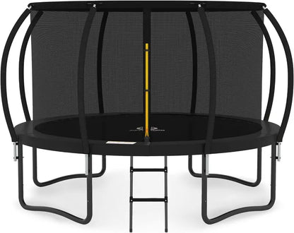 JUMPZYLLA Recreational Trampoline with Enclosure and Ladder, Galvanized Anti-Rust Coating