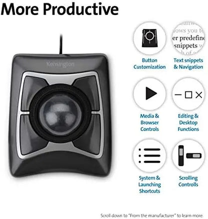 Kensington Expert Trackball Mouse K64325, Black Silver, 5.25x5x2.5 Inches