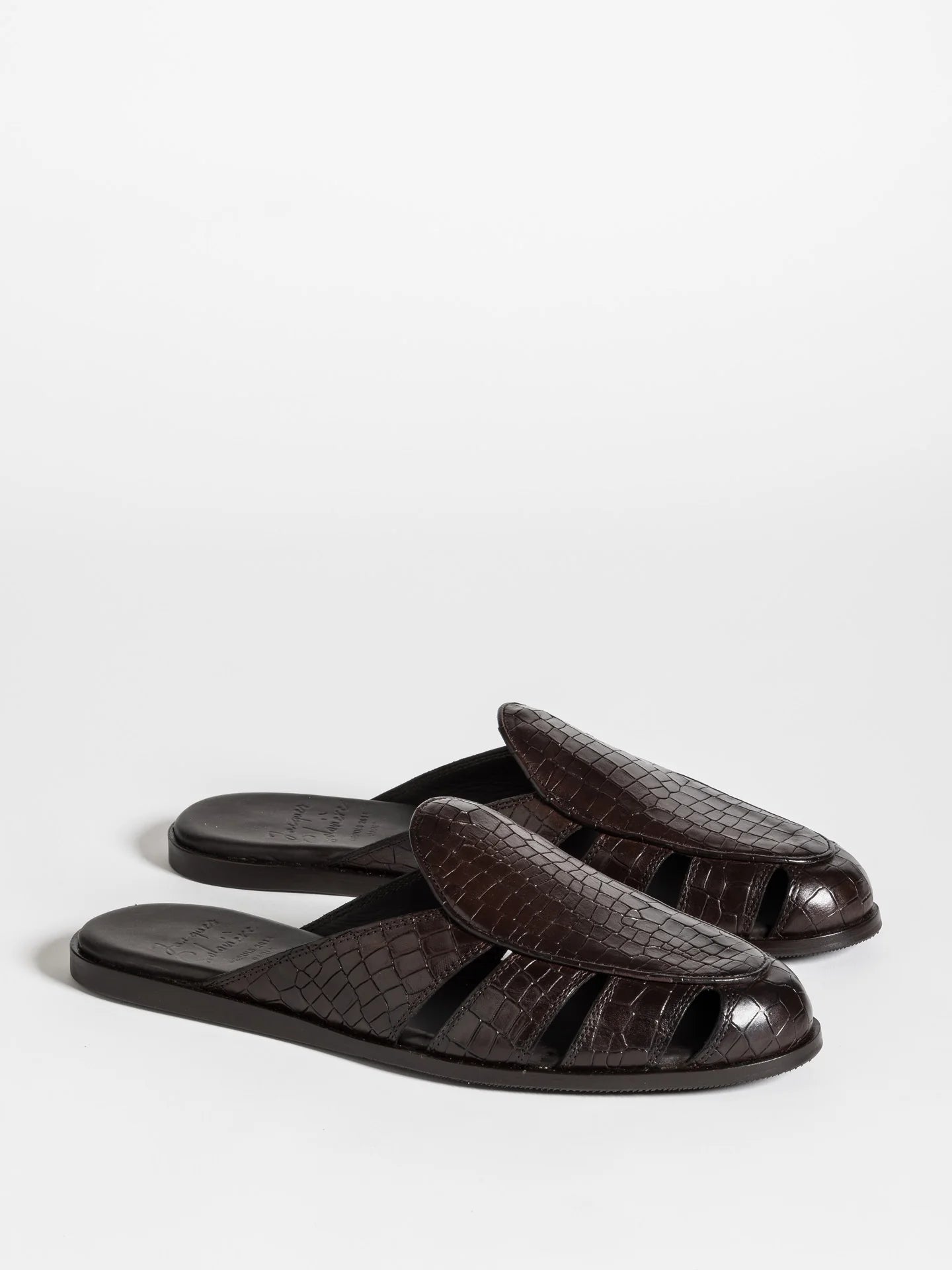 CAPRI MULE PRINTED CALF DARK BROWN