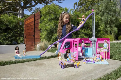 Barbie Dream Camper Van Playset  Pool, Slide & Pets with 60+ Accessories for Kids Ages 3+