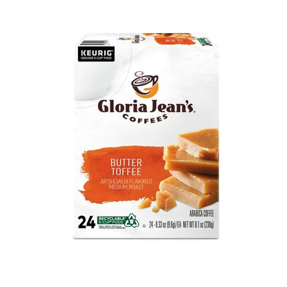 Gloria Jean’s Butter Toffee Medium Roast Coffee K-Cup Pods, 96 Count, Arabica, Recyclable