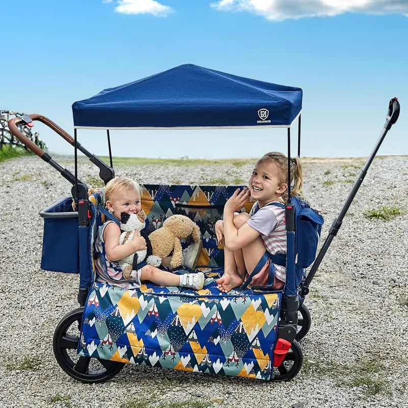 EVER ADVANCED 2-Child Wagon Stroller  Side-Zip Entry, Adjustable Handle & Push-Pull All-Terrain Mobility