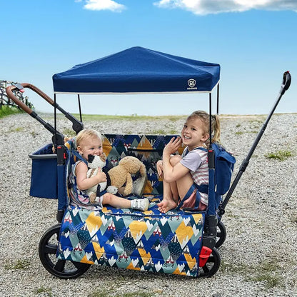 EVER ADVANCED 2-Child Wagon Stroller  Side-Zip Entry, Adjustable Handle & Push-Pull All-Terrain Mobility