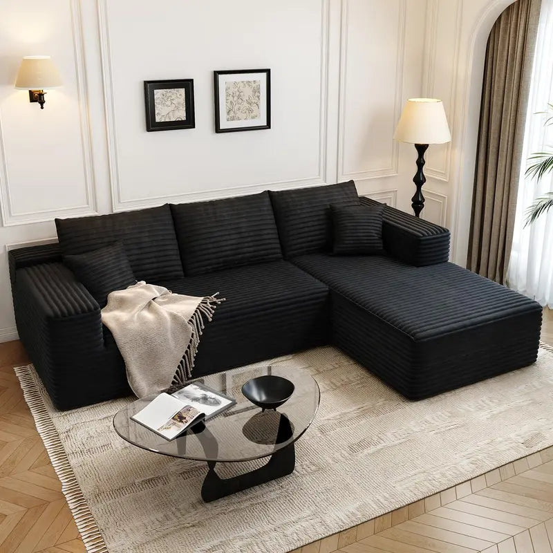 Cloud Modular L-Shaped Sectional Sofa  107.5-Inch Modern Minimalist Upholstered Couch with Chaise