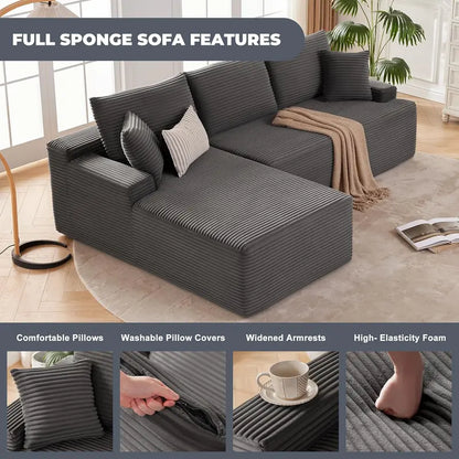 110-Inch Boneless Cloud Sofa: Ultra-Modular Living Room Lounge with Deep, Supportive Seating