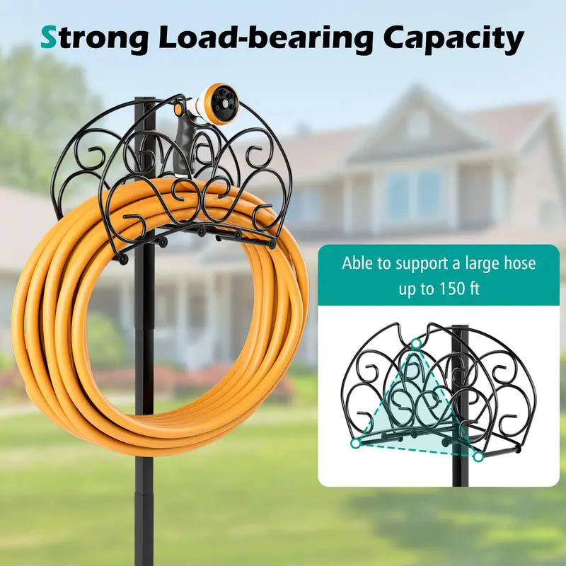 Detachable Metal Garden Hose Holder with Triple Anchor Points