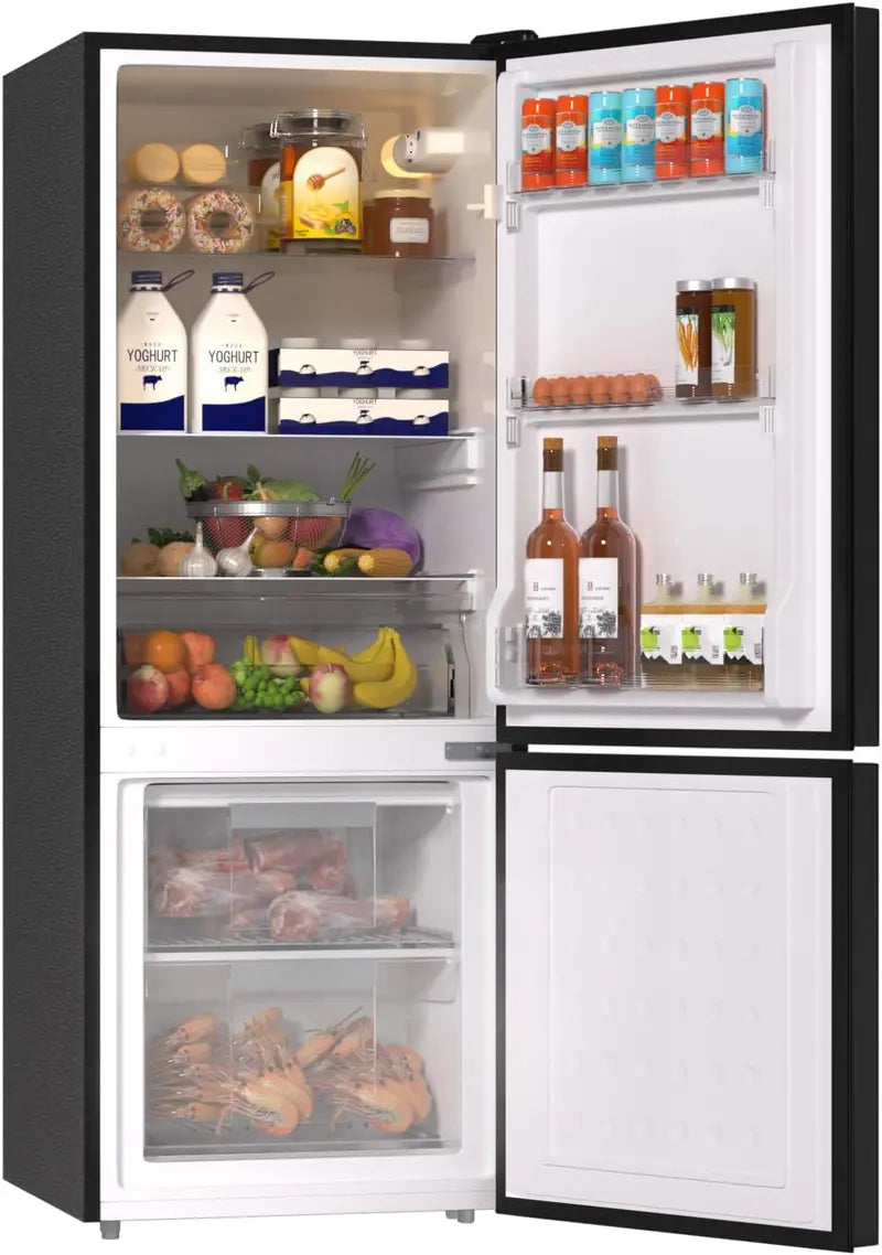 BANGSON 7.1 Cu.Ft Bottom-Freezer Refrigerator for Apartments  Compact Black Design