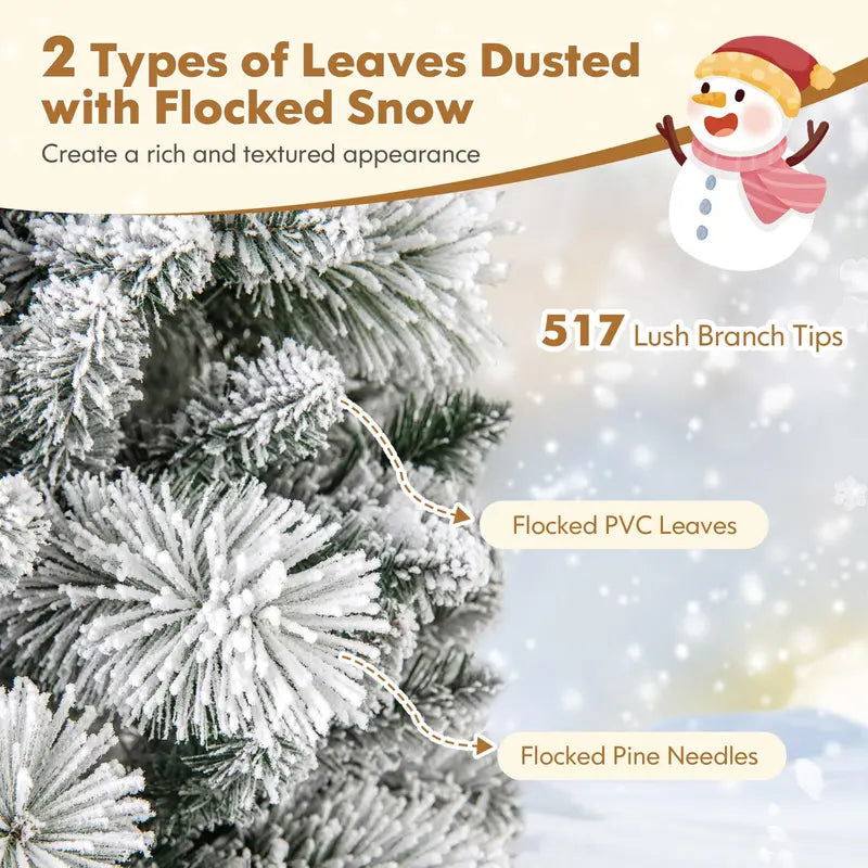 6- or 7-Foot Collapsible Pop-Up Snow-Flocked Artificial Christmas Tree