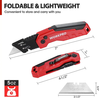 WORKPRO Quick-Change Folding Utility Knife  Includes 13 Replacement Blades