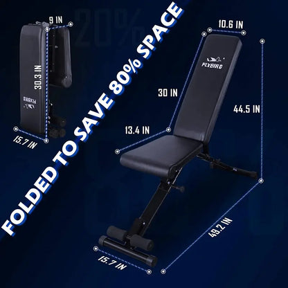 FLYBIRD Adjustable Weight Training Bench  Compact Full-Body Strength Workout Station