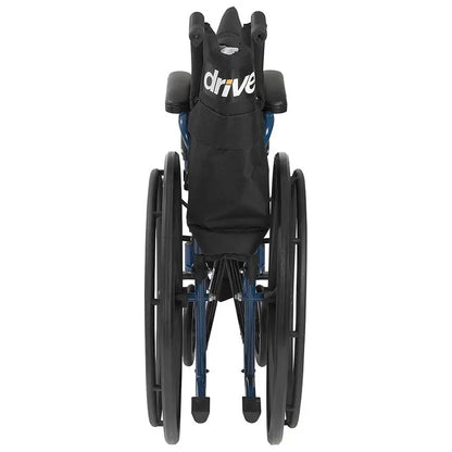 Drive Medical Blue Streak Lightweight Folding Wheelchair  20-Inch Wide Seat, Compact Aluminum Frame