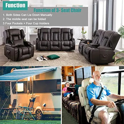 SAMERY 76.7  Loveseat Recliner with Console, 2+3 Seater Sofa Chair Set