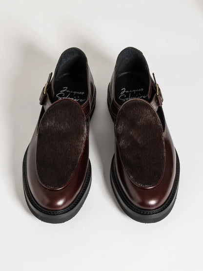 JO HAIRY CALF DARK BROWN